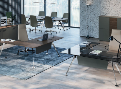 Eckschreibtisch Bürotisch Computertisch Büromöbel Designermöbel Glastisch Neu